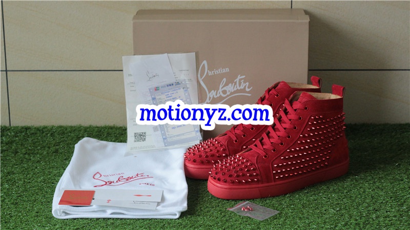 Super High End Christian Louboutin Flat Sneaker High Top Red(With Receipt)